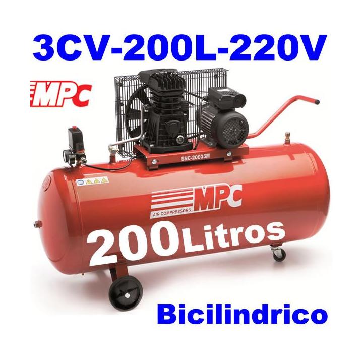 Compresor MPC monofásico bicilíndrico de 200 litros SNB20035M