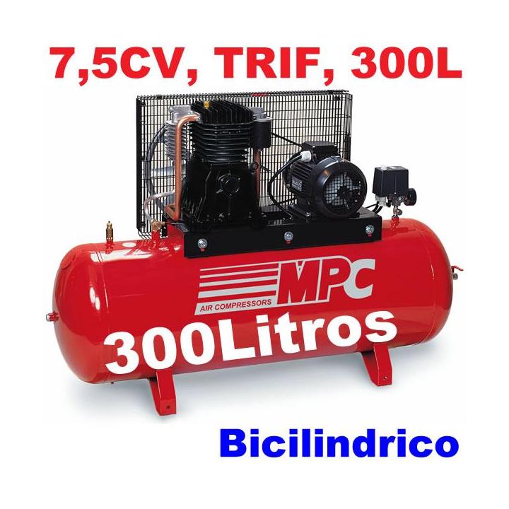 compresor industrial mpc snb30075 75cv con deposito de 300 litros