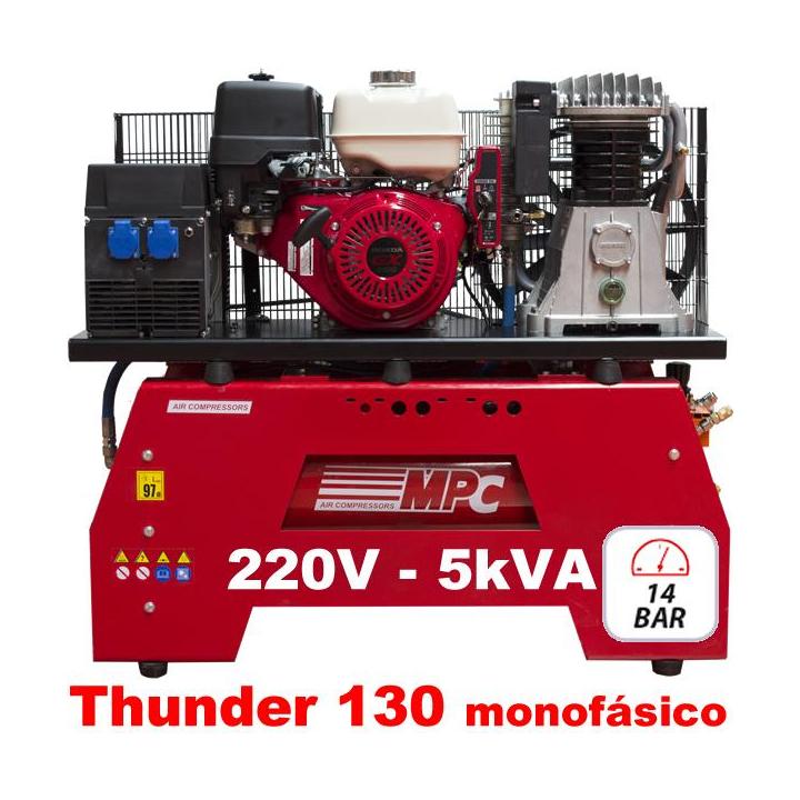 Compresor de aire y generador eléctrico a gasolina para equipos móviles, THUNDER 130