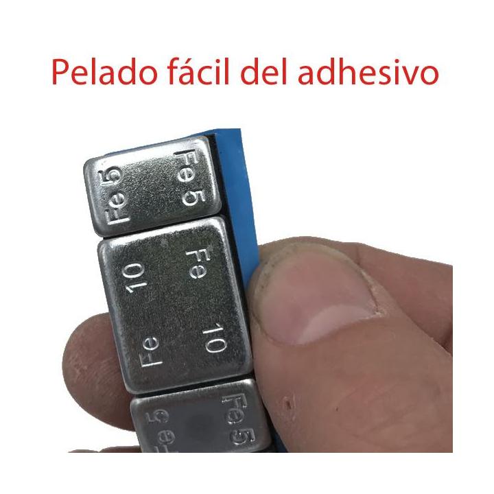 tiras contrapesas adhesivas hierro zincado 60g segmentos 5 10g