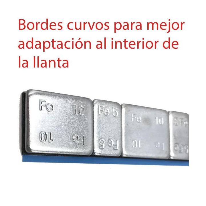 tiras contrapesas adhesivas hierro zincado 60g segmentos 5 10g