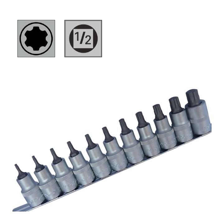 Juego de 6 puntas largas Torx en vaso de 1/2