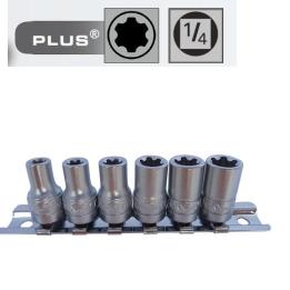 Juego de 6 vasos cortos Torx Plus con cuadradillo de 1/4