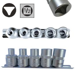 Juego de vasos triangulares M5-M12 en raíl metálico  
