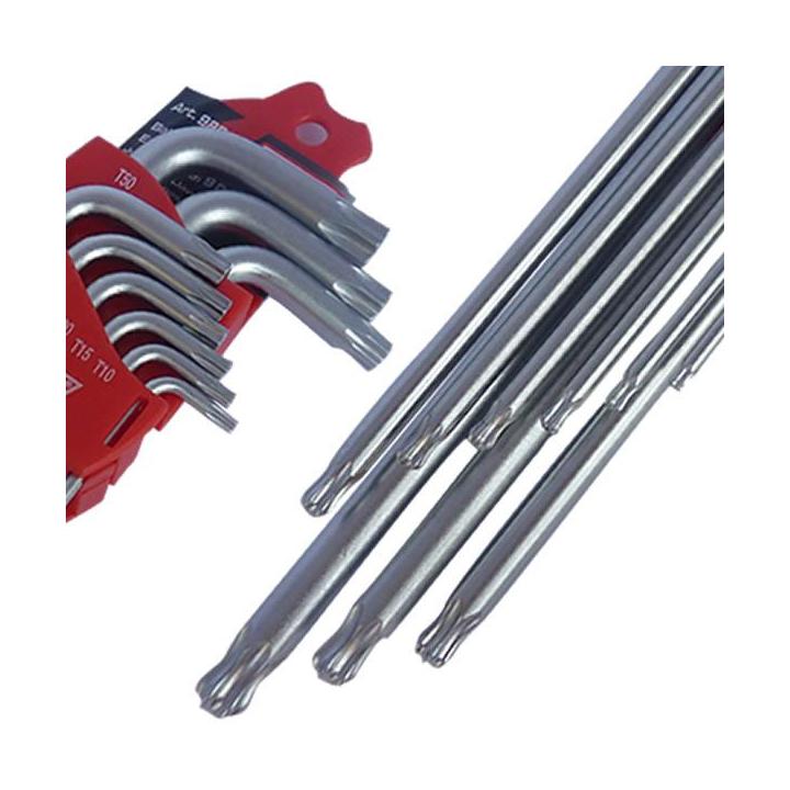 Juego de 9 llaves torx extra largas con extremo magnético