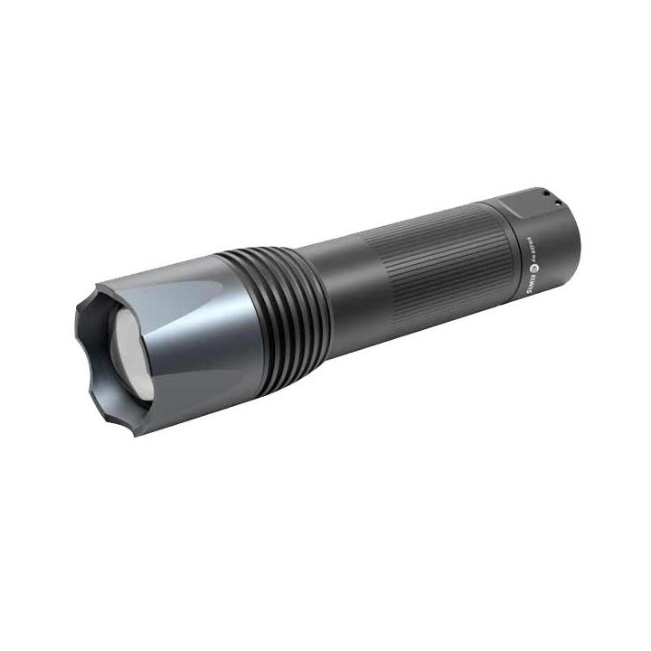 Linterna LED profesional con zoom y 6 modos de iluminación para uso en taller