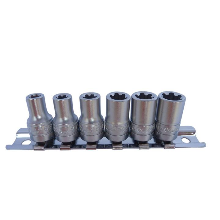 Juego de 6 vasos cortos Torx Plus con cuadradillo de 1/4
