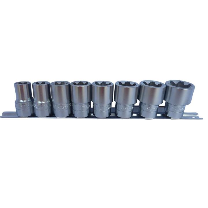 Juego de 8 vasos cortos Torx Plus con cuadradillo de 1/2"