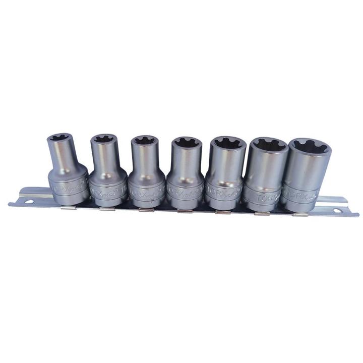 Juego de 8 vasos cortos Torx Plus con cuadradillo de 1/2