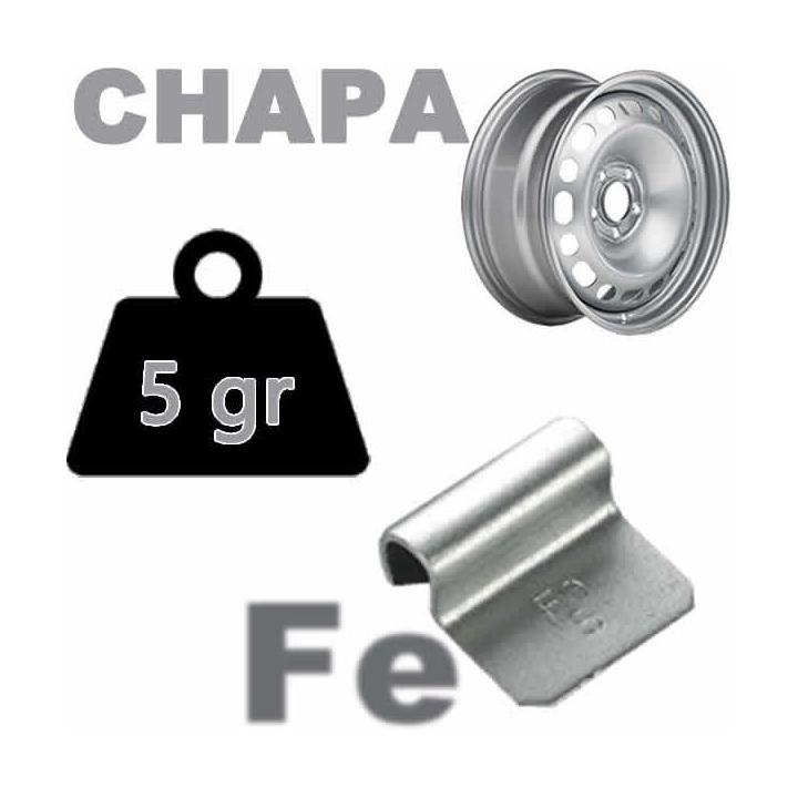Contrapesa de clip de 5 gr. para llanta de chapa de acero, 100 uds.