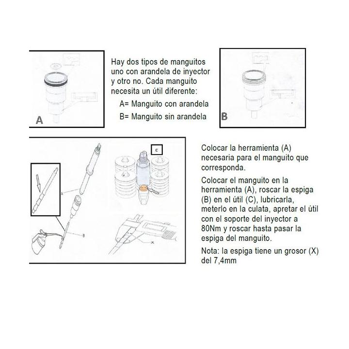 Instalador de camisa de cobre para inyector VOLVO