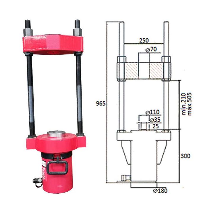 Extractor hidráulico de bulones de mangueta de 100 Tn
