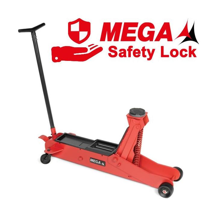 Gato de carretilla MEGA de 2 toneladas BAJO 95 mm. Mecanismo Safety Lock