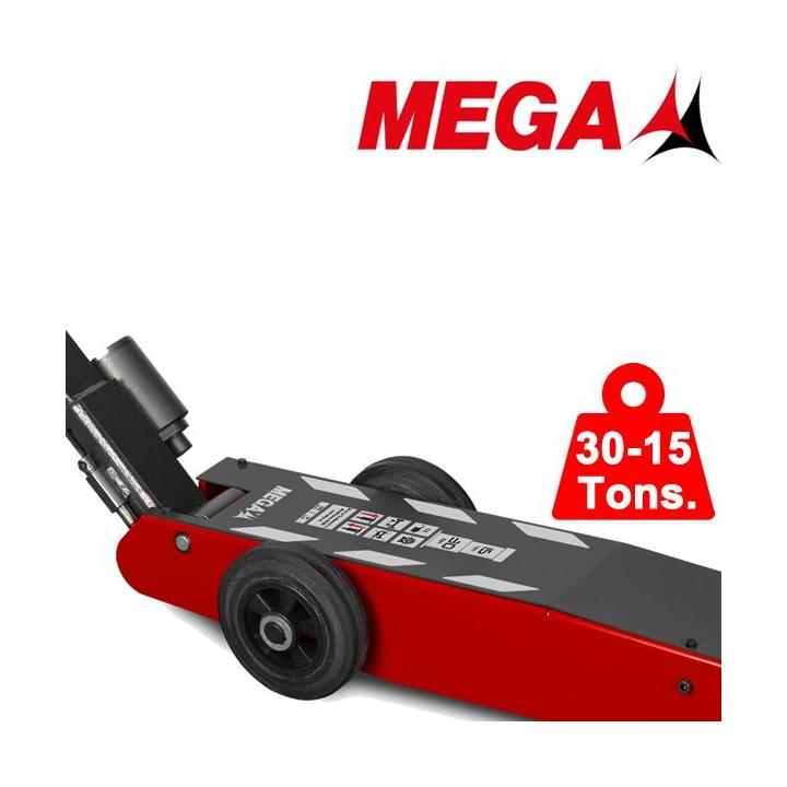 Gato oleo neumático MEGA de 30-15 tons. Chasis CORTO y BAJO