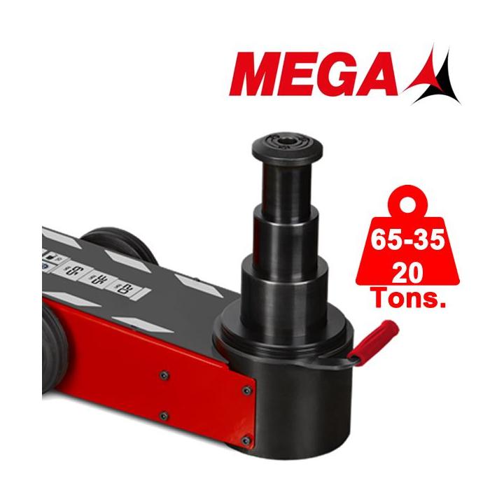 Gato oleo neumático MEGA de 65-35-20 tons. Chasis CORTO
