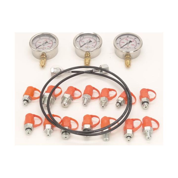 comprobador presion hidraulica, kit presion hidraulica, manometro hidraulico, tester presion taller, comprobador alta baja presi