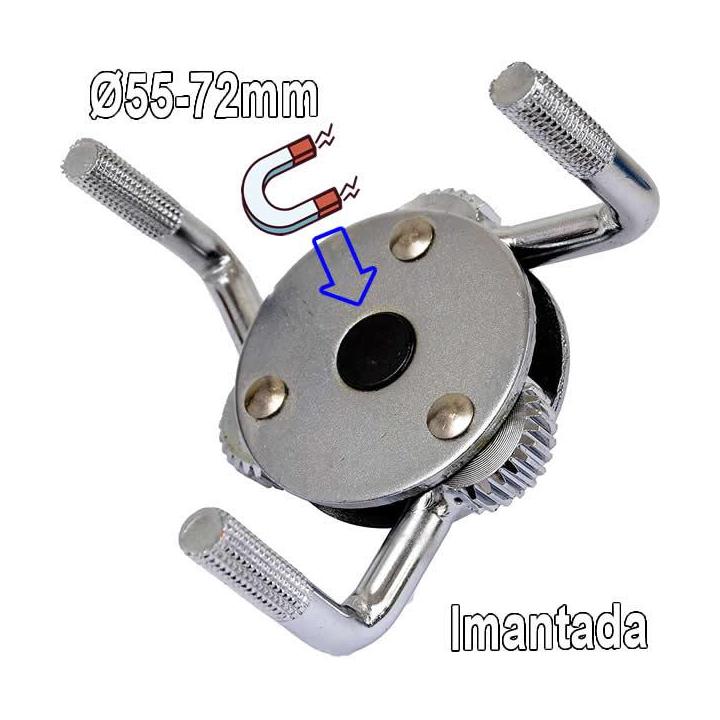 Llave para filtro de aceite camión con 3 patas e imantada