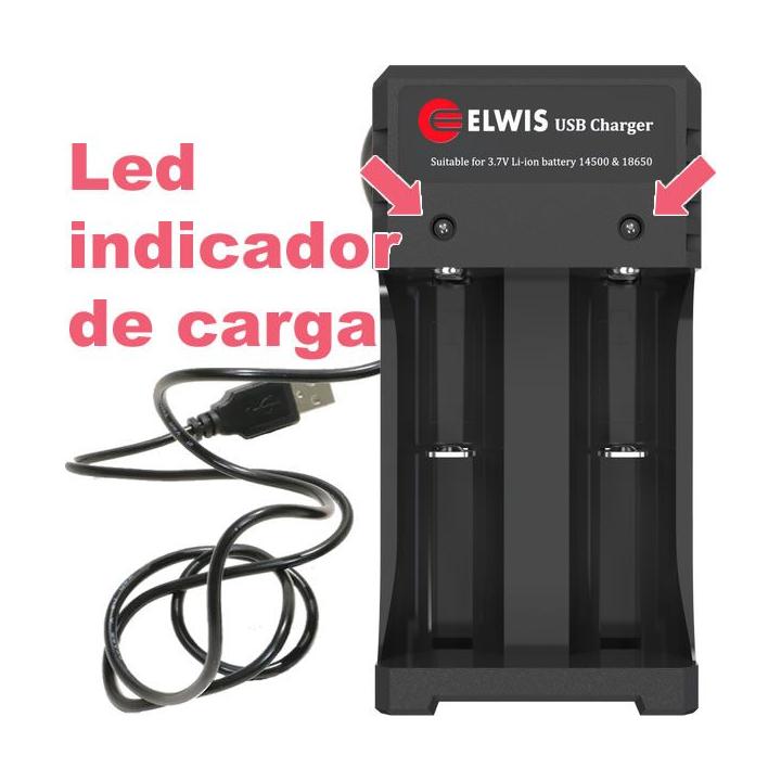 Cargador externo para baterías  ELWIS de los modelos 18650 and 14500
