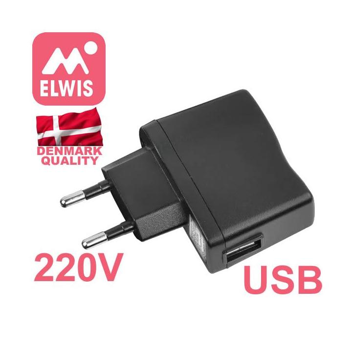 Cargador de 220V con salida USB para recarga de dispositivos de iluminación en taller