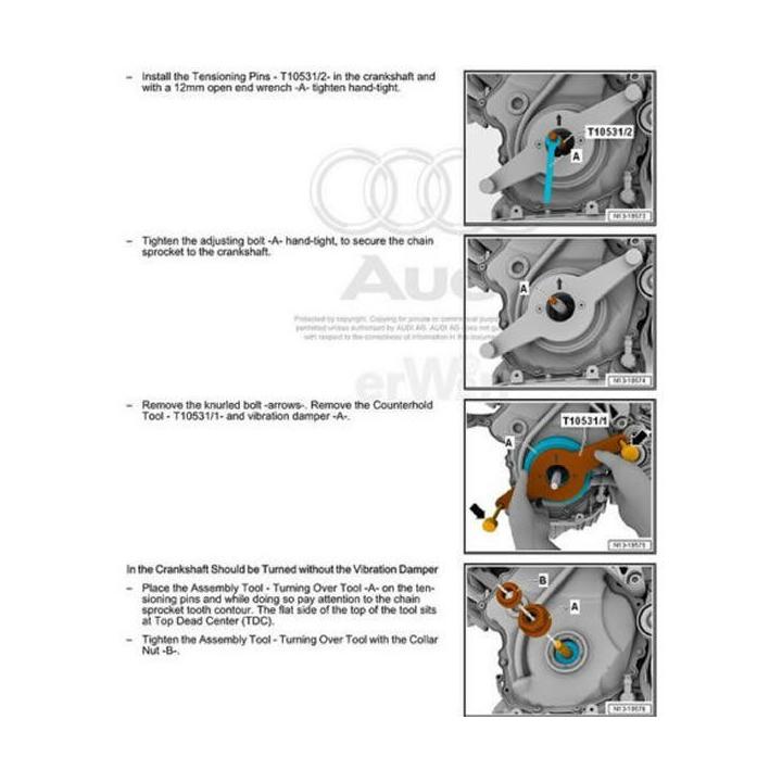 Herramienta para bloquear  el amortiguador de vibraciones de la polea del cigüeñal VAG 1.8 / 2.0 TFSi – FSi