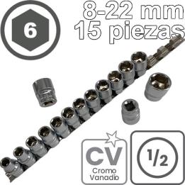 vasos cortos 1 2, vasos 6 caras crv, juego vasos m10 m24, rail metalico vasos, vasos hexagonales 1 2, herramientas crv profesion