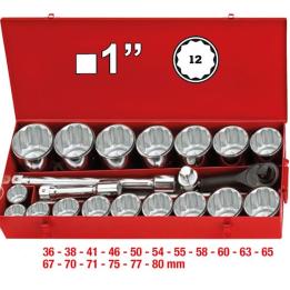 Juego de autoclé carraca con vasos de 12 caras y 1"