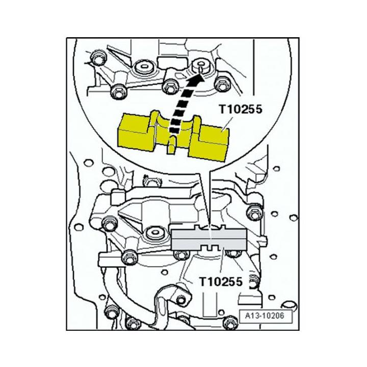 UTIL DE ALINEACIÓN DE EJE DE EQUILIBRADO DE MOTORES 1.6 L.(2009 -) / 2.0 L. (2009 -) DEL GRUPO VAG (OEM T10255)