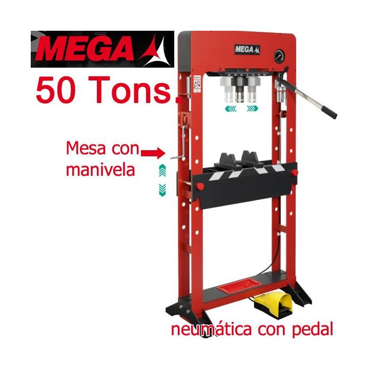 Prensa Mega 50 toneladas con cabezal deslizante y bomba hidráulica independiente