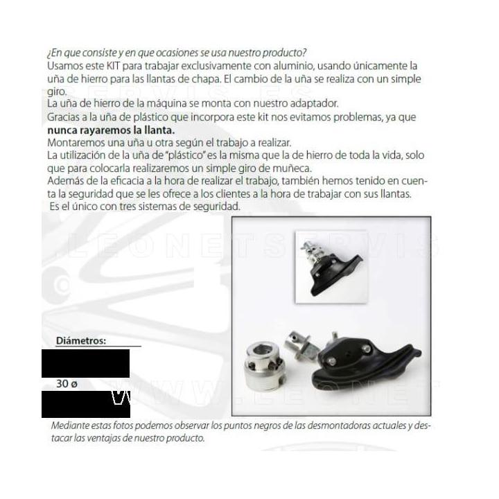kit cambio rapido uña nylon desmontadora 28 29 30 mm