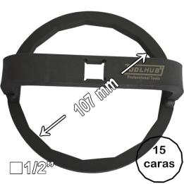 Llave filtro aceite 107 mm 15 caras para Volvo, Renault, Iveco, Scania