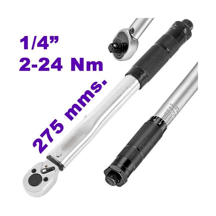 Llave dinamométrica 1/4 pulgadas 2-24 Nm acero cromo vanadio calibrada Leonet Servis