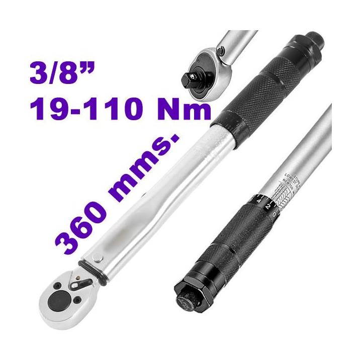 Llave dinamométrica 3/8 pulgadas 19-110 Nm acero cromo vanadio profesional