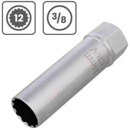 Vaso de bujías 3/8” 14 mm 12 caras imantado pared fina