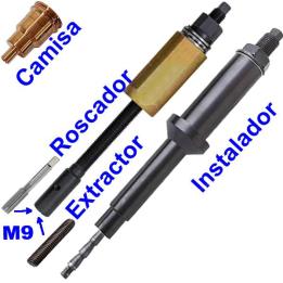 Extractor y montador de camisas de inyectores VOLVO 7 y 9 litros OEM 9998252 y 9998253
