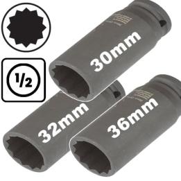 Juego de vasos de 12 caras para bujes 30 32 y 36 mm acero profesional