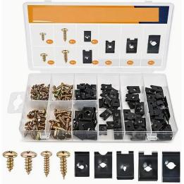 Surtido de tornillos y clips tipo U para paneles de carrocería 170 piezas universales