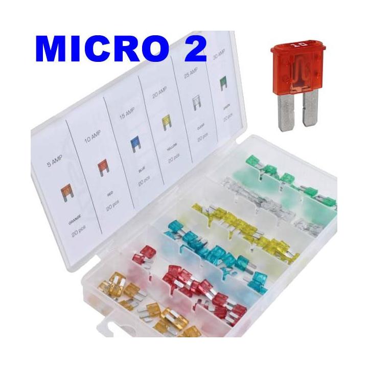 Surtido de fusibles MICRO2 automoción 120 piezas para coches motos y furgonetas