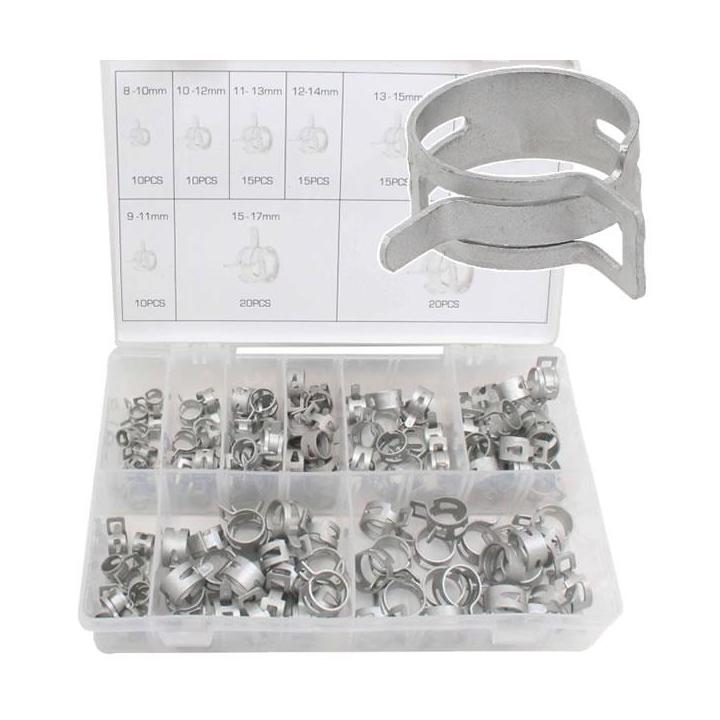 Surtido de abrazaderas elásticas de acero galvanizado para mangueras de 8 a 18 mm Leonet Servis