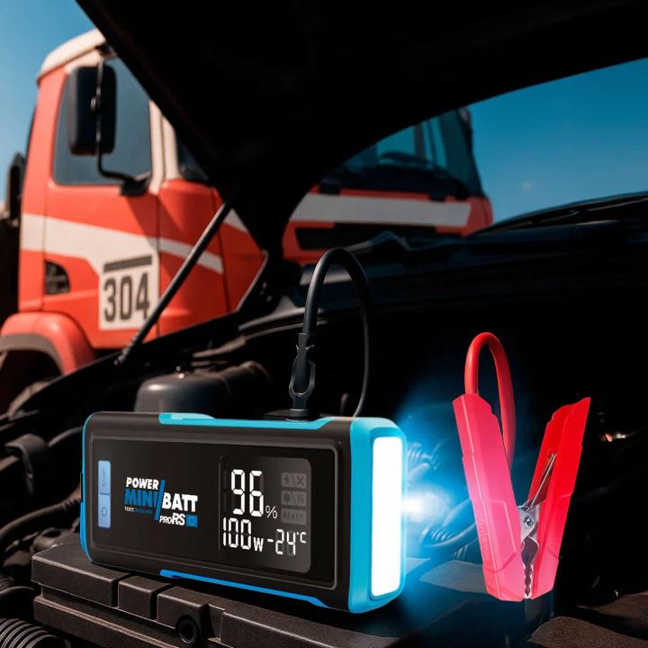 Minibatt PRO VR, cargador multifunción 20.000 mAH + arrancador 600 A con pinzas inteligentes + linterna