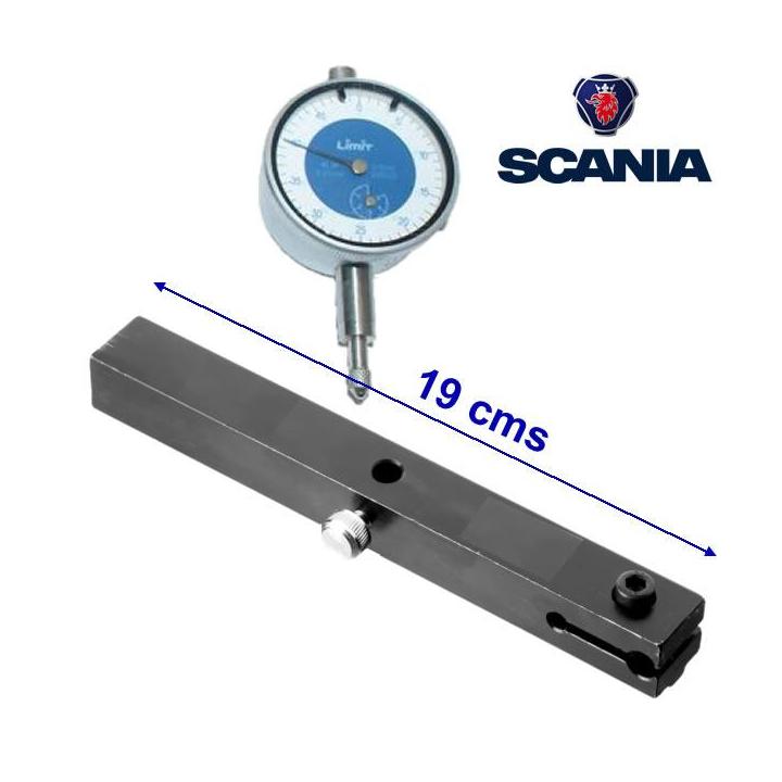 Regla con reloj comparador para altura de camisa | Motores Scania