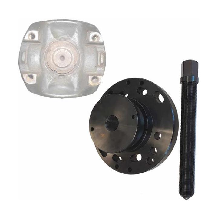 Extractor mecánico plato salida caja Scania y poleas motor profesional 