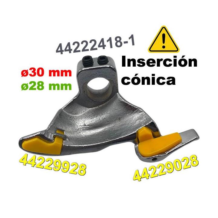 Uña de acero para desmontadora de neumáticos con eje de 30 mm y protecciones plásticas