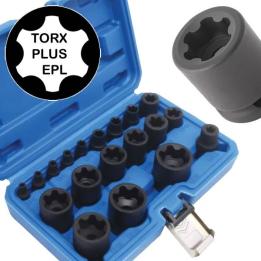 Juego de 7 vasos cortos Torx Plus con cuadradillo de 3/8 (10EP, 11EP, 12EP, 14EP, 16EP, 18EP, 20EP)