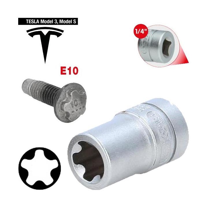 Vaso de perfil especial TORX de 5 caras EPR10 de 1/4" para baterías Tesla,