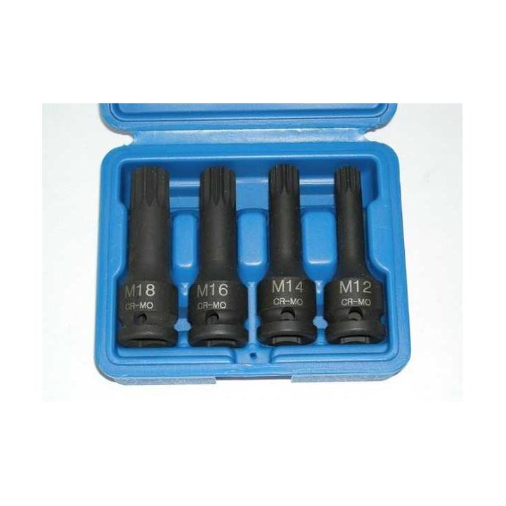 Juego de puntas  de impacto XZN, 15 caras. Cuadradillo de 1/2"