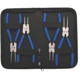 Juego alicates circlip internos externos 4 piezas rectos curvos 175 mm