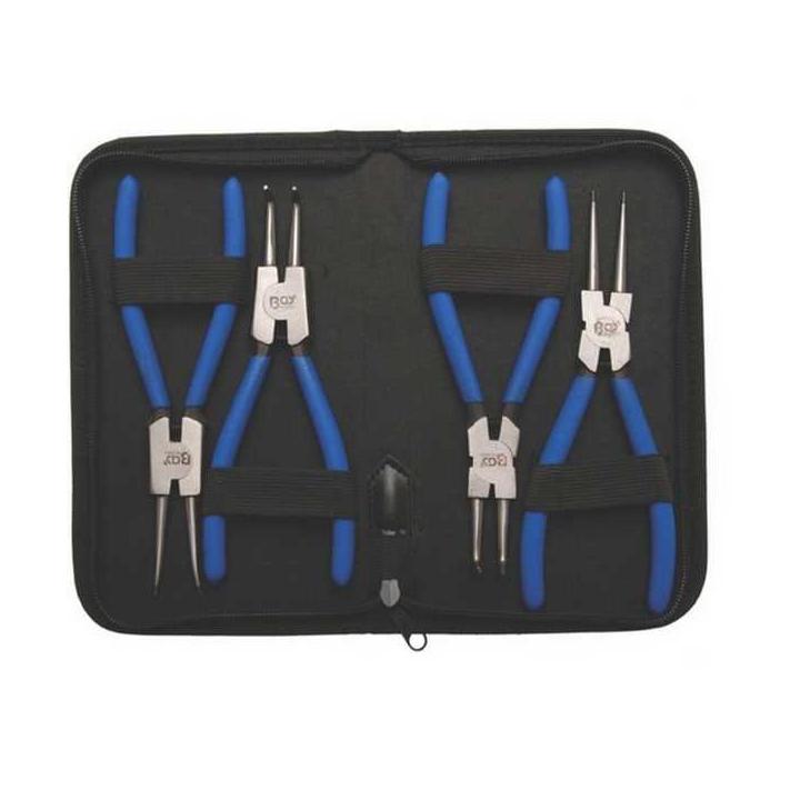 Juego alicates circlip internos externos 4 piezas rectos curvos 175 mm