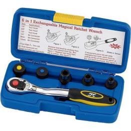 Juego de carraca con cabezas intercambiables 1/4 3/8 1/2 y vasos 8 y 10 mm profesional