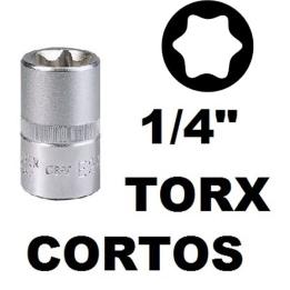 Vasos cortos 25 mm 1/4", torx acero crv (50bv30)