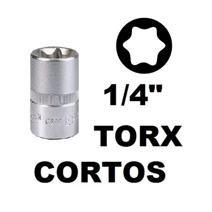 Vasos cortos 25 mm 1/4", torx acero crv (50bv30)